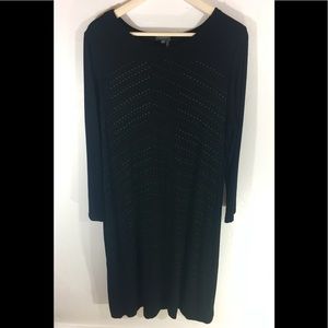 Vince Camuto Sleeved Black Dress Beaded 2X
